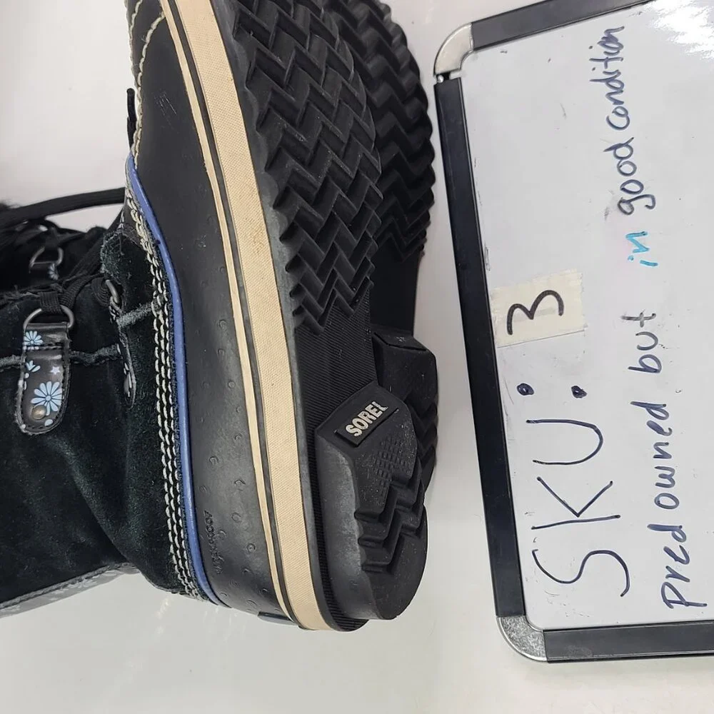 Sorel‎ Women’s Winter Snow Boots Size 7 Black Fur Trim Waterproof
